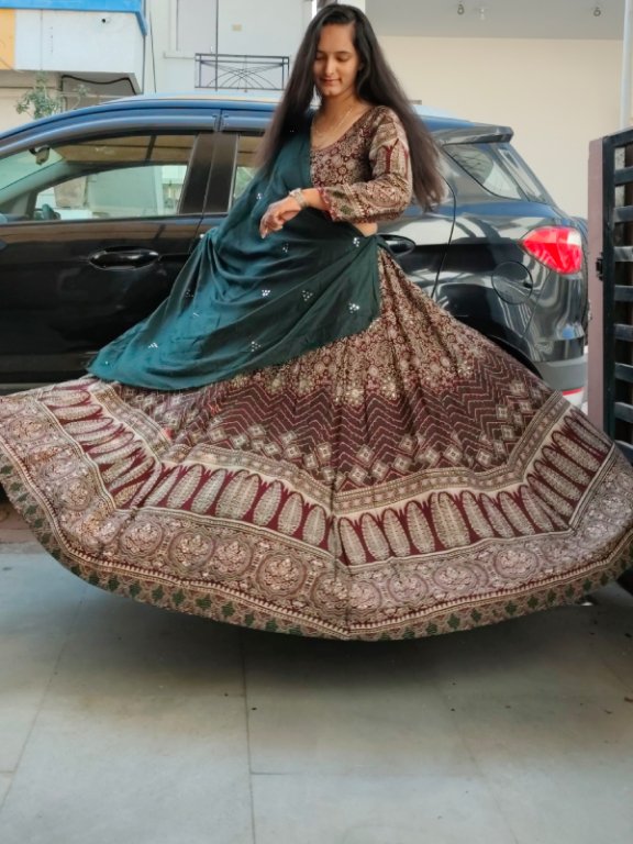 Maroon Ajrakh Cotton Chaniya Choli view 4