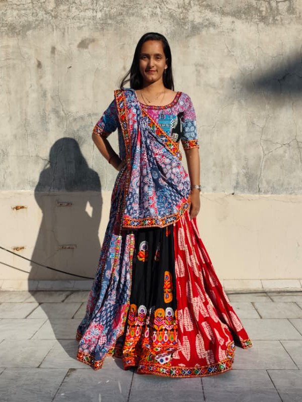 Premium Mirror Work Chaniya Choli Front View