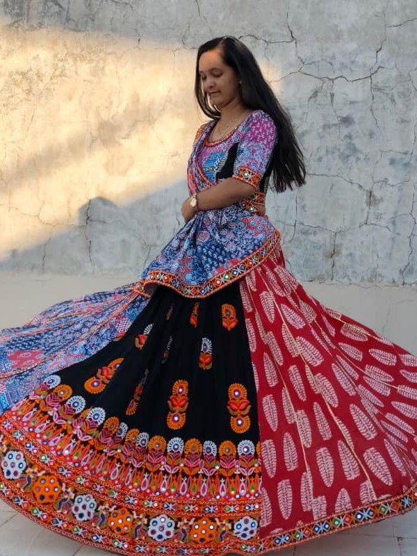 Printed Ghaghra Skirt Front View